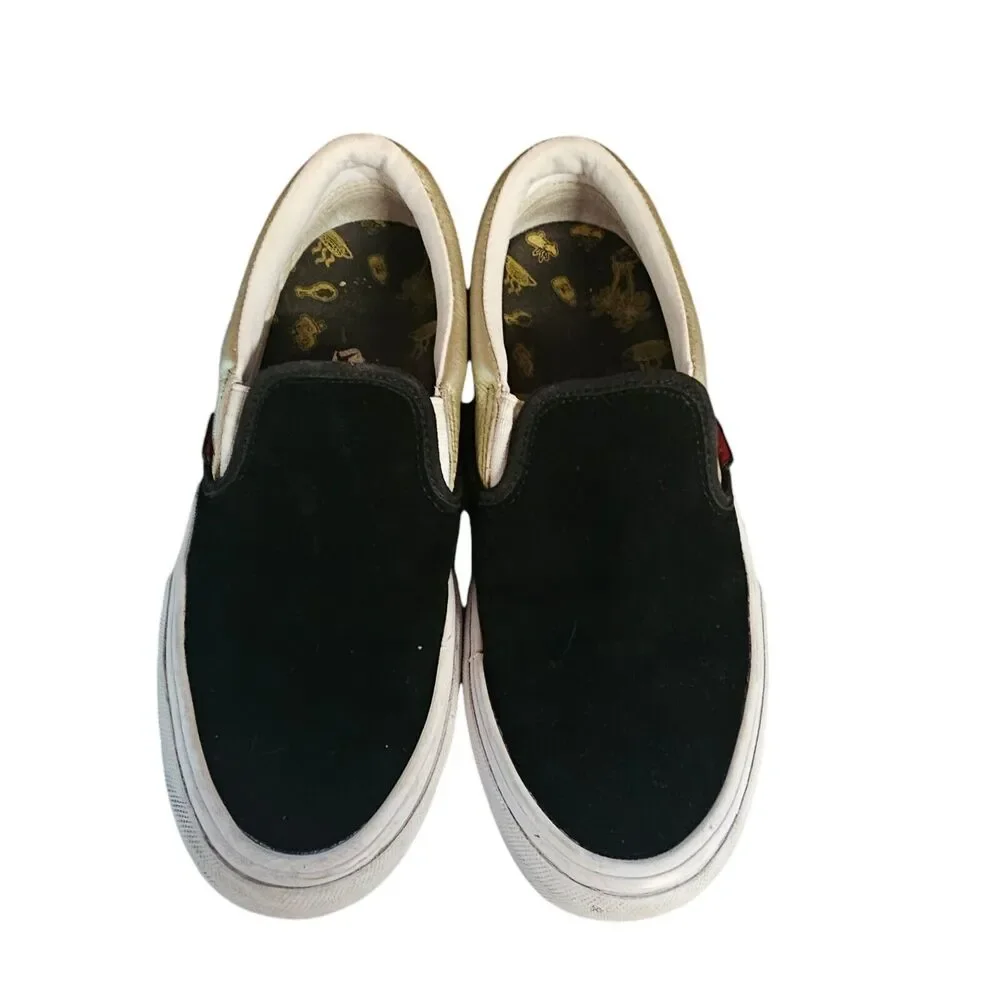 Vans x Shake Junt Slip On Pro Skate Suede Leather Shoes‎ Black Gold Men 7.5